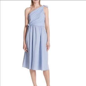 A.L.C. Cabrera Blue Stripe One-Shoulder Midi Dress Size 12 NWT